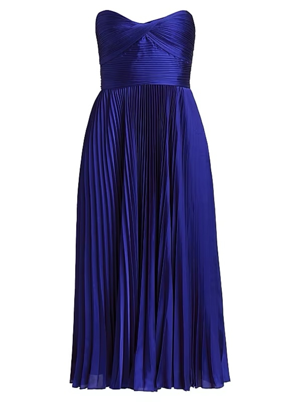 As It May Jeanne Royal Blue Pleated Strapless Midi Dress